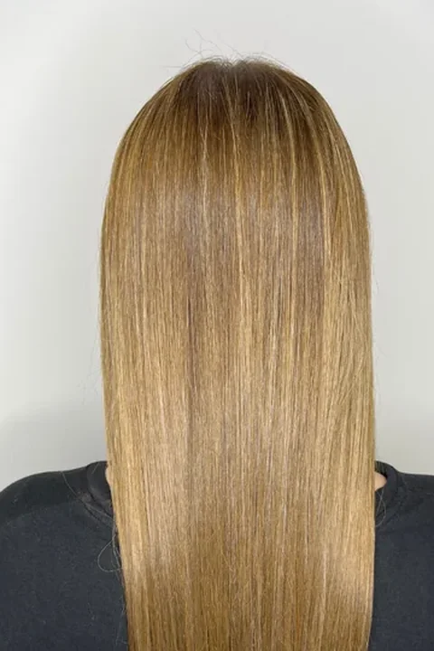 Light brown hair after the liquid protein treatment