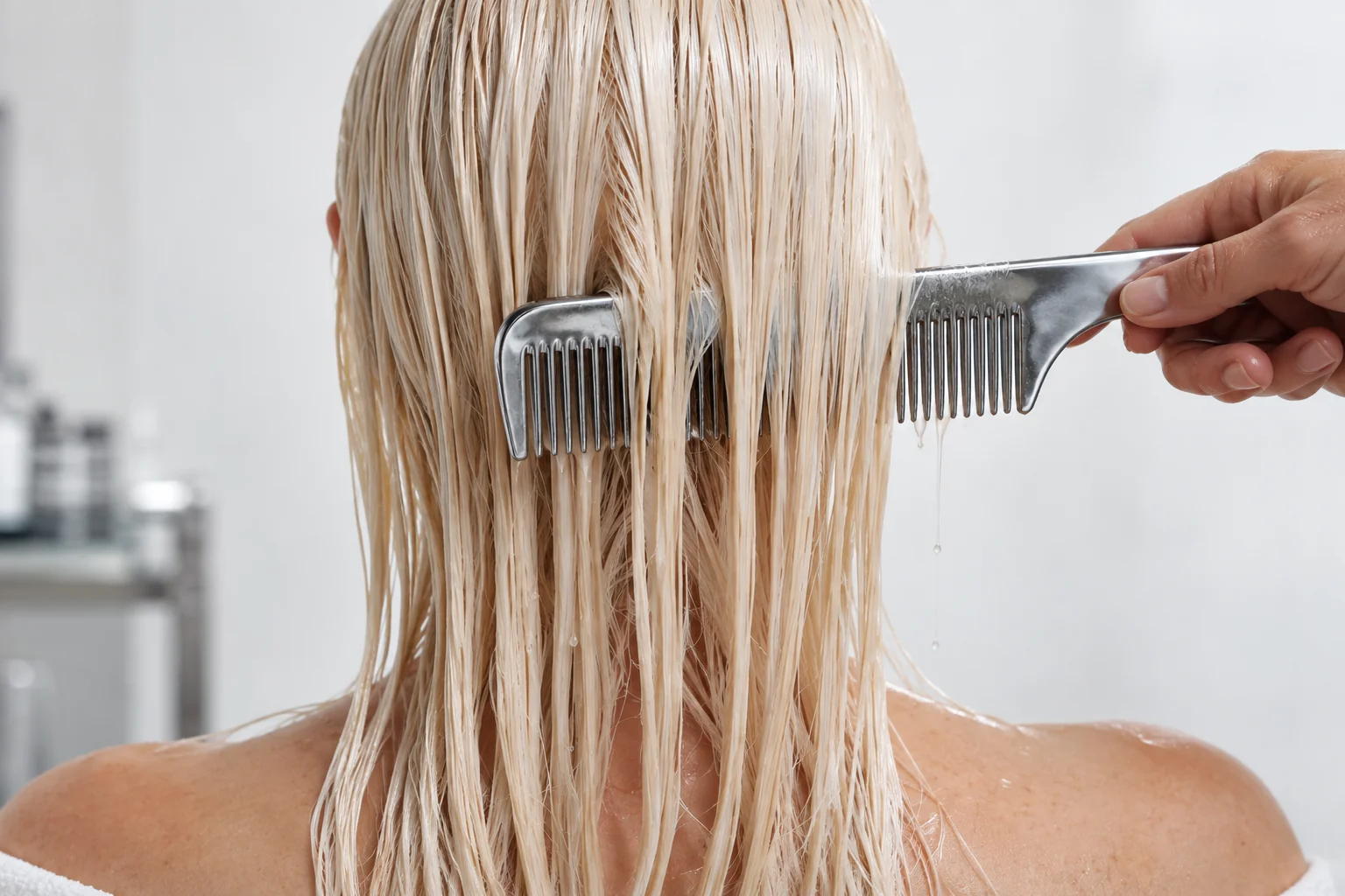 Molecular Protein on bleached hair in the salon