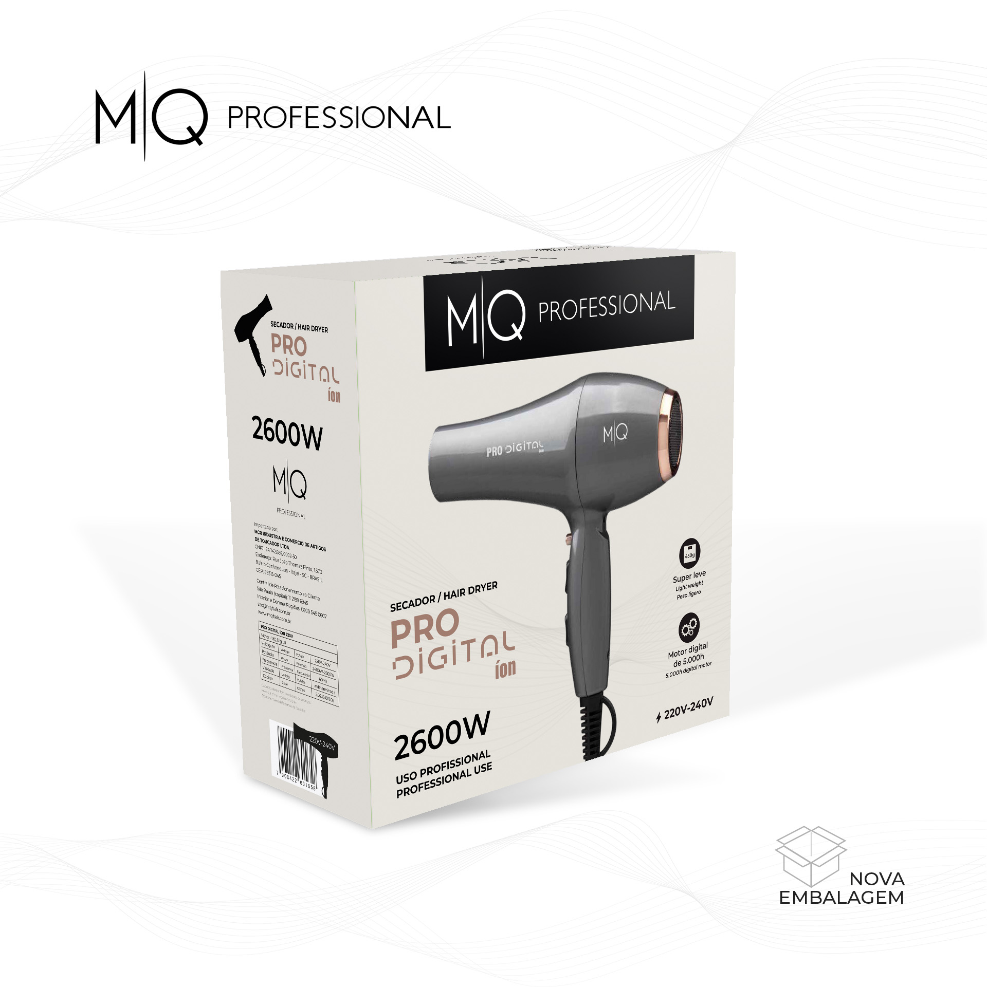 MQ Pro Digital 2600W EU caja secador profesional