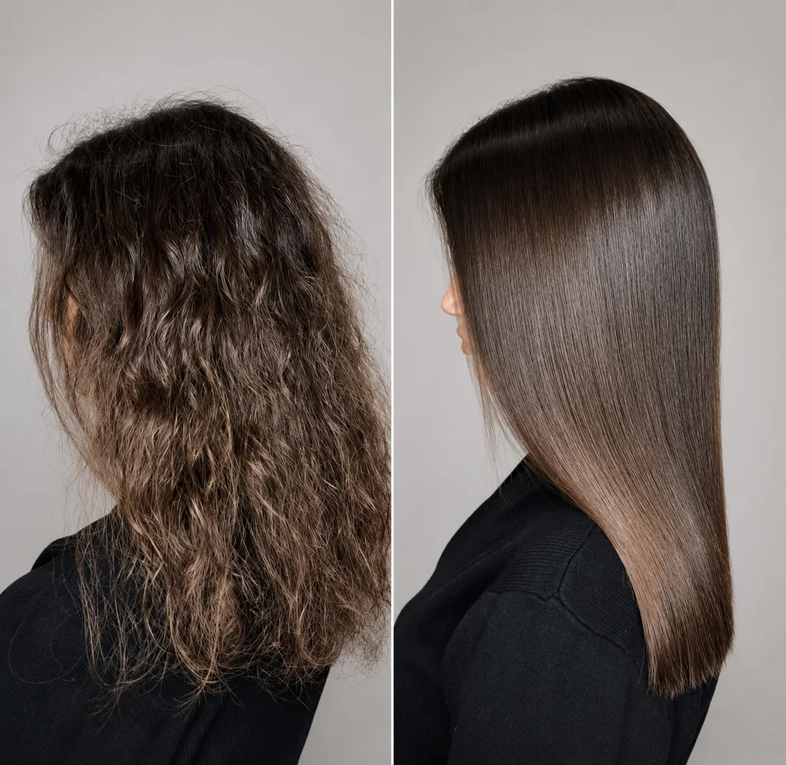 Antes y después: del encrespamiento a un cabello liso y sano